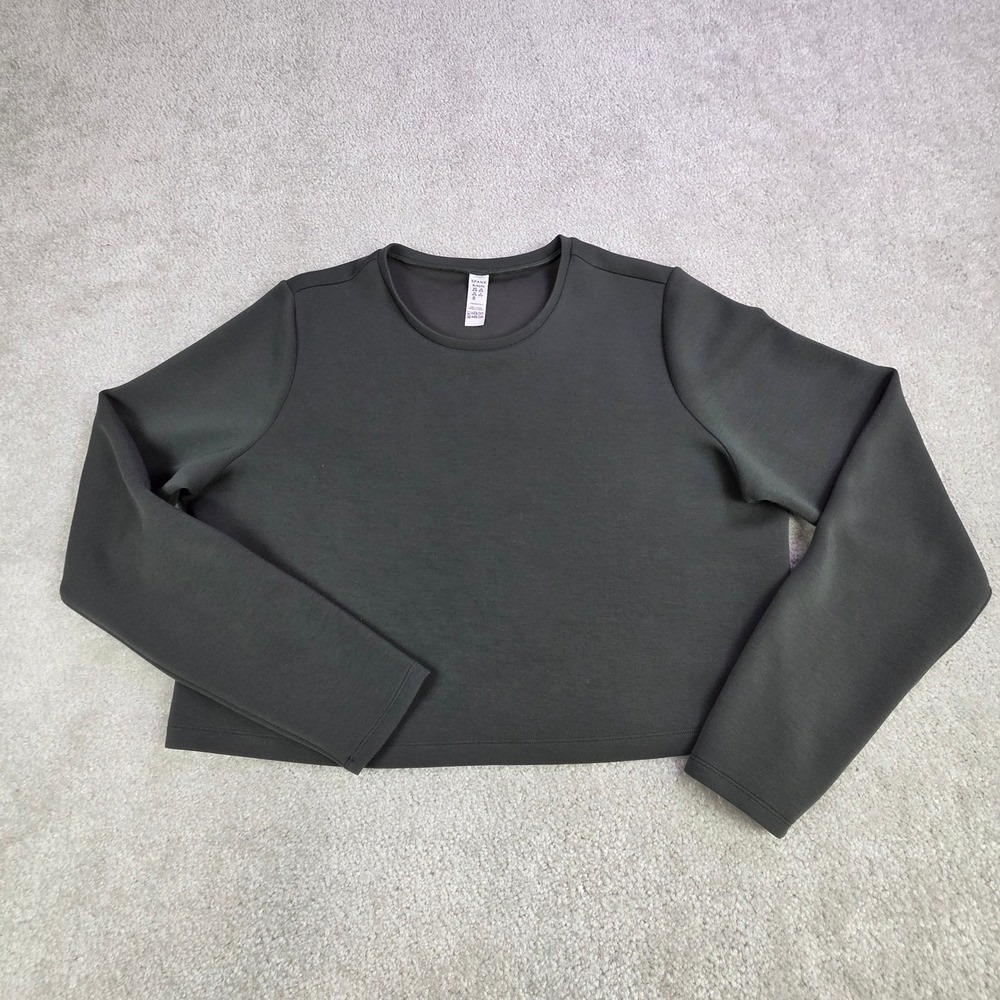 SPANX Airessentials Womens Cropped Long Sleeve Top Olive Green XL